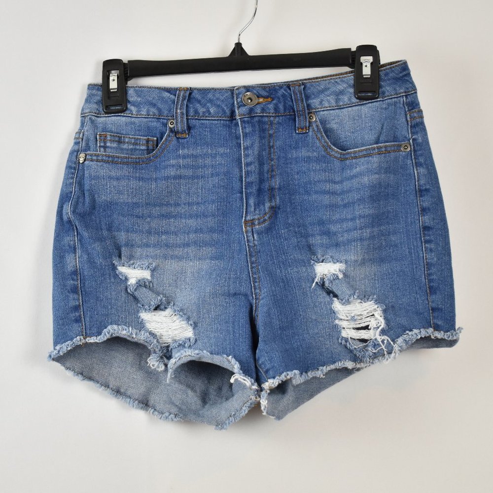 Blackheart Medium Wash Distressed High Rise Denim Jean Shorts Size 3